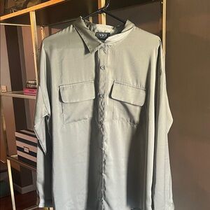 Vici Slate Button-Up Blouse